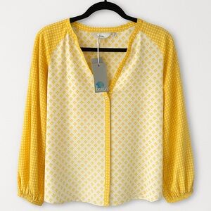 Boden Yellow and White Harriet Blouse